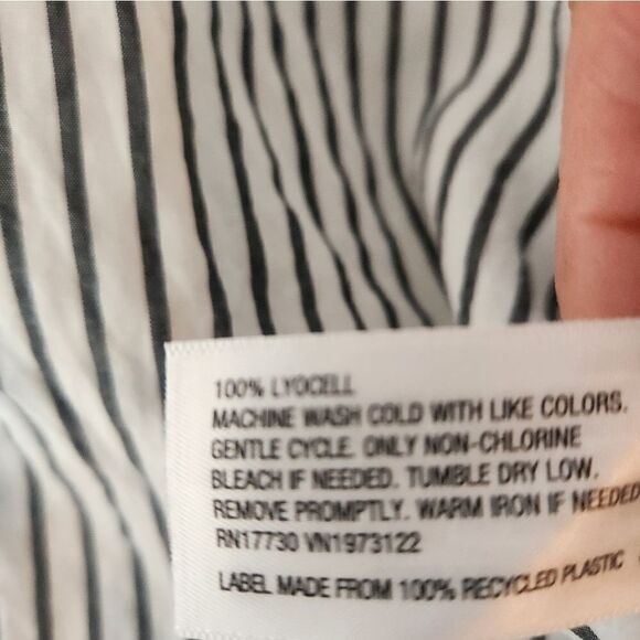 ANewDay L Striped White Black Lngslv Pockets 100%Lyocell ButtonsUp Women’s Shirt - Picture 3 of 6
